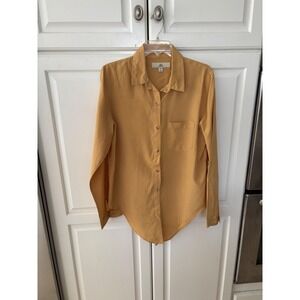 Thread & Supply Mustard Yellow Tie Front Button Down Shirt Long Sleeve Large